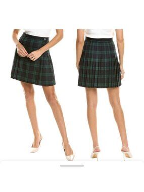 NWT Brooks Brothers Womens Plaid Pleated Wool Skirt Sz 6 Acadamia Kilt